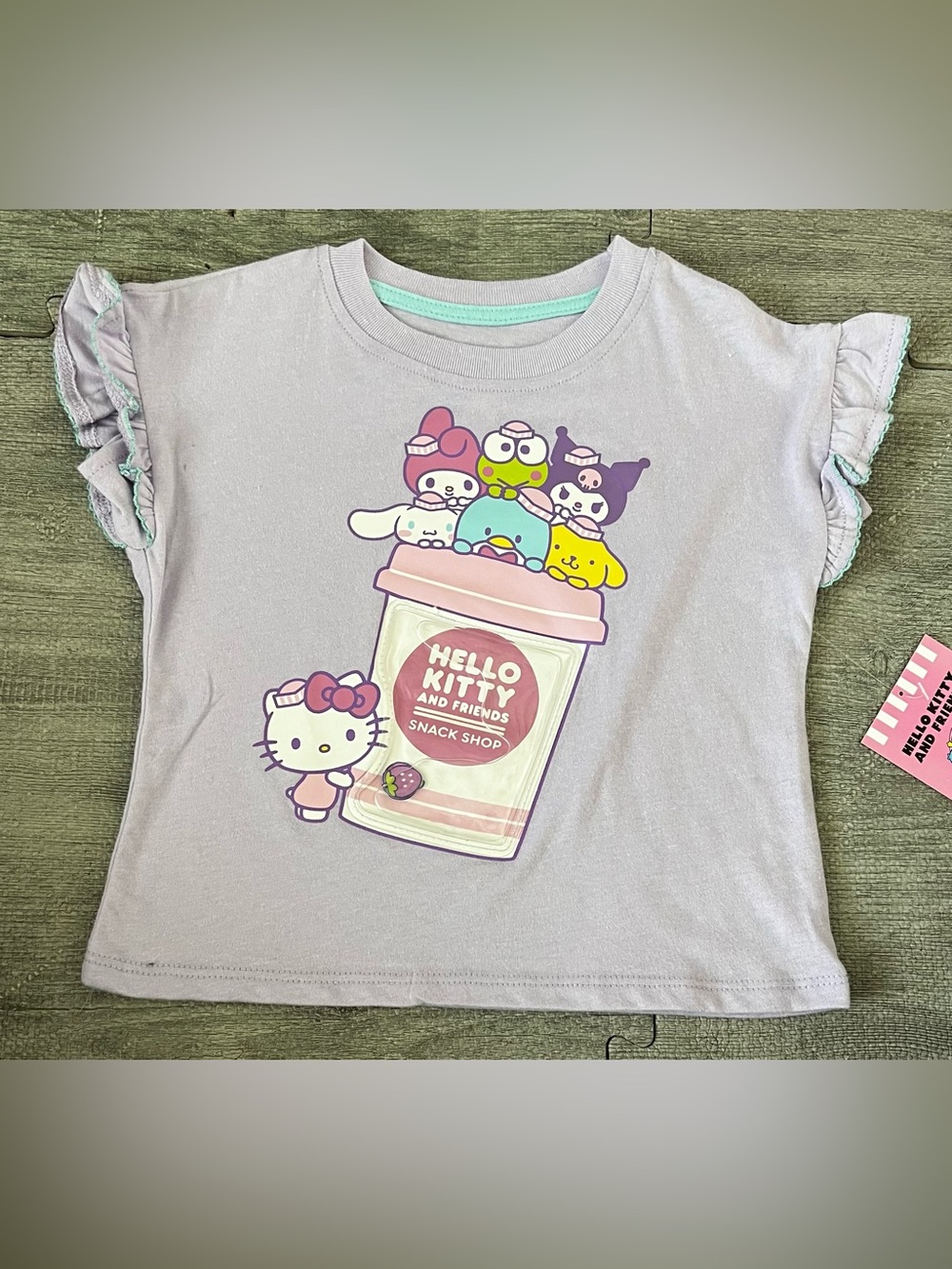 Sanrio Hello Kitty & Friends Girls Purple Graphic Ruffle Sleeve Tee 2T